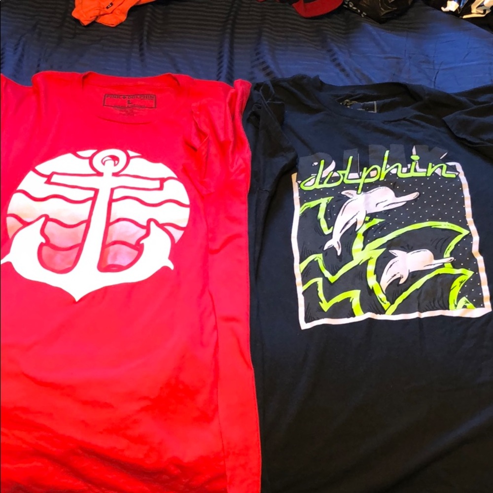 2 Pink Dolphin T shirts, size Large.
